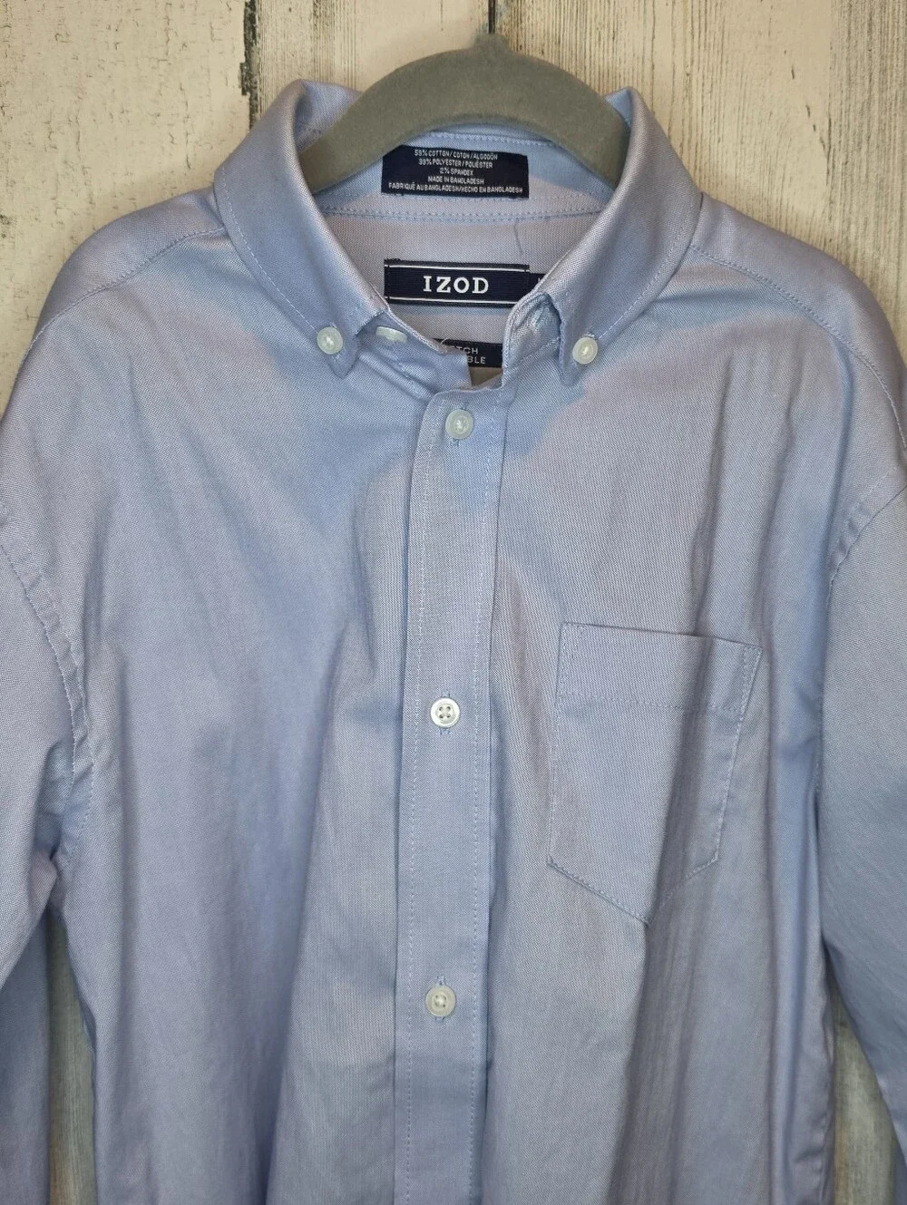 IZOD Boys Suit 3 Piece Navy Blazer Pants Blue Dress Shirt Size 10 12 Stretch